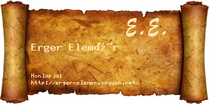 Erger Elemér névjegykártya
